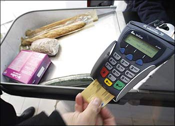 A credit card transaction machine